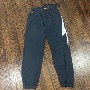 Aviator Nation Black Joggers with White Lightning Bolt
